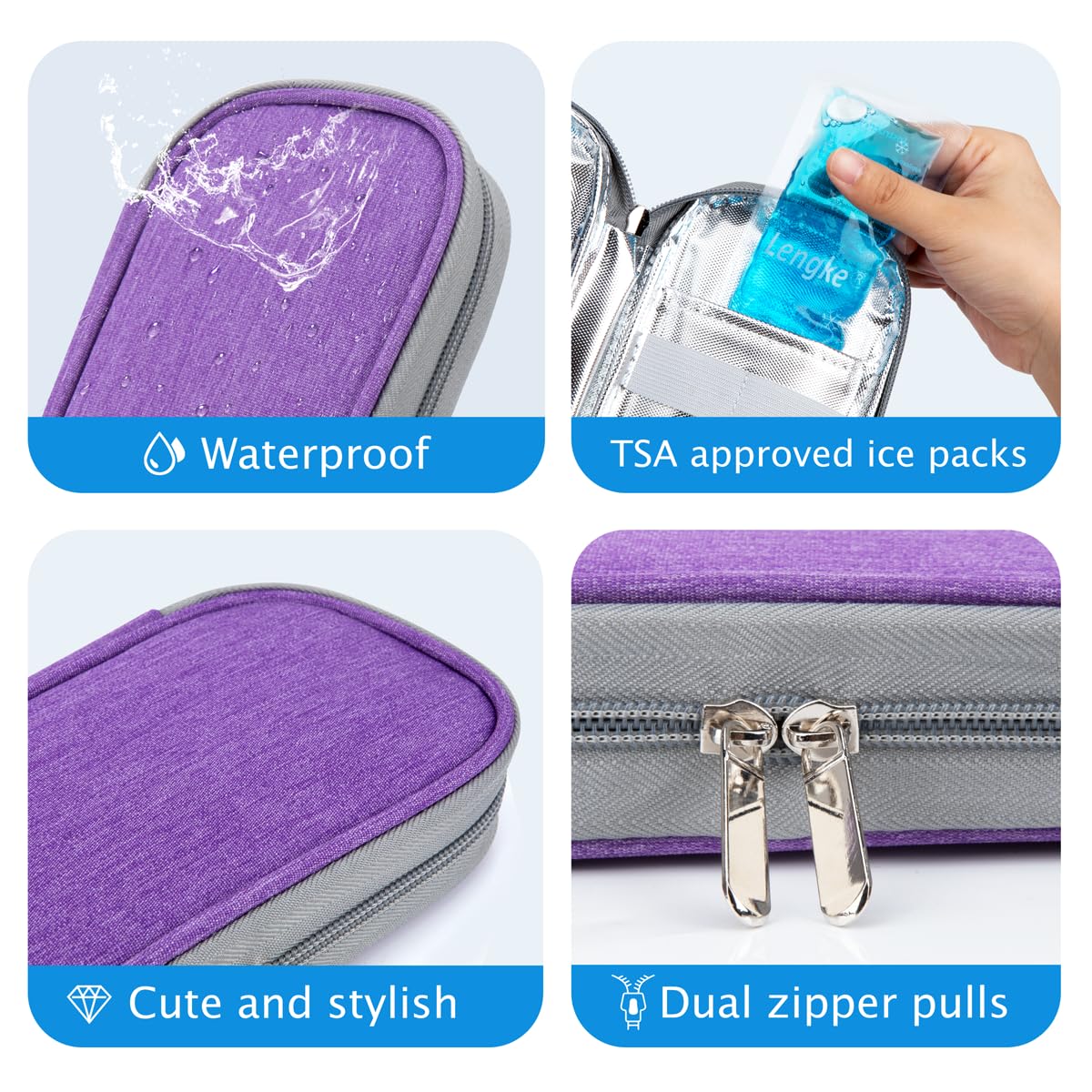 YOUSHARES Insulin Cooler Travel Case - Diabetes Care Insulated Organizer Portable Cooling Bag for Insulin Pen and Medication Dia