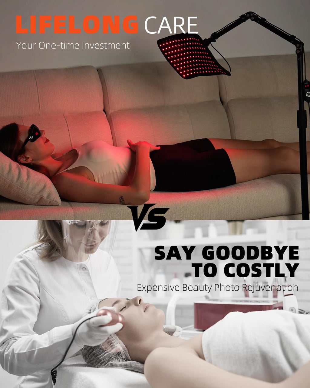 YOHOTESION Red Light Therapy for Body, Infrared Red Light Therapy Lamp with Floor Stand & Flexible Wrap, 660nm+850nm, 4 Modes &