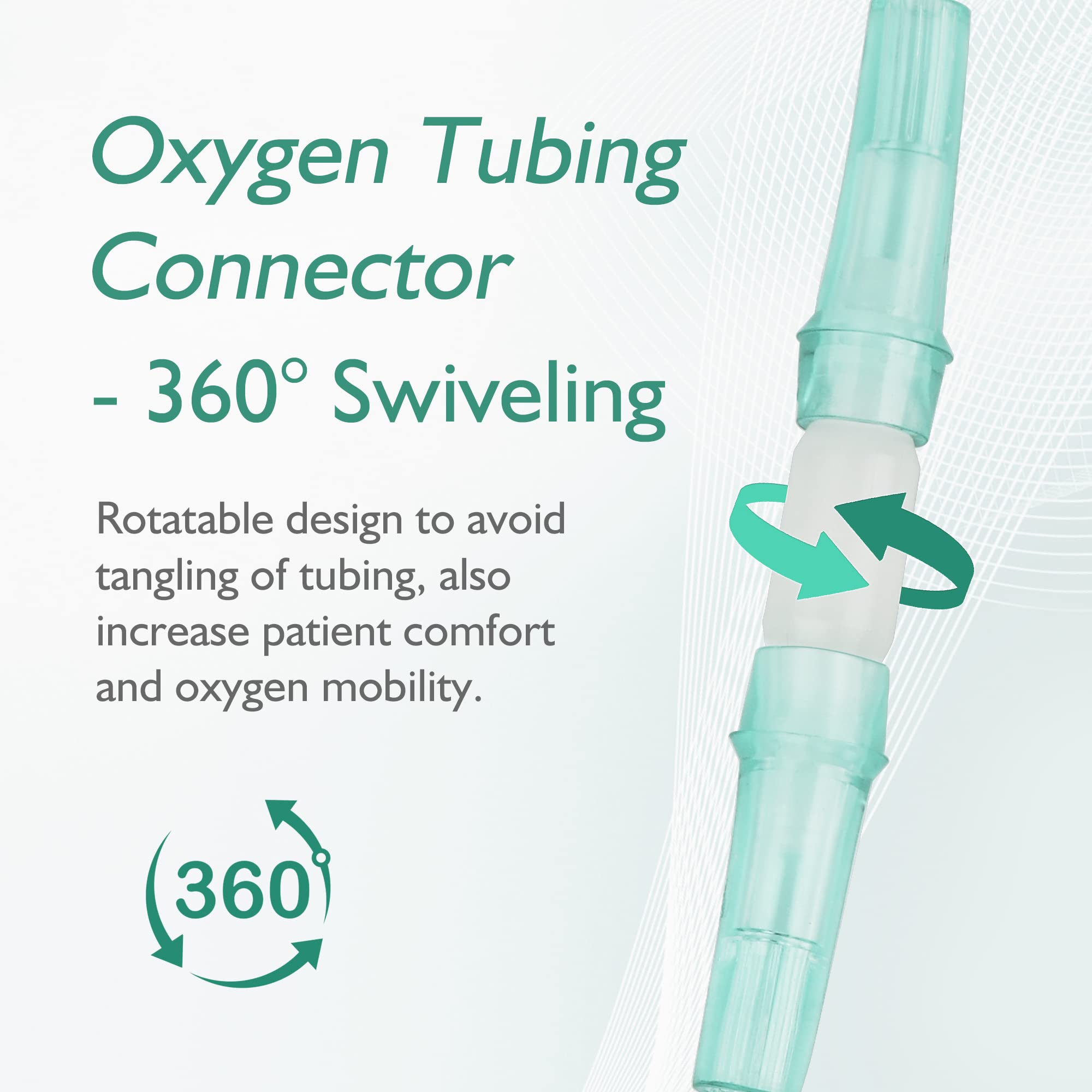 ANSNF Oxygen Tubing Connector, 360 Rotation Cannula Connector Oxygen Connector Avoid Tangles, Tubing Swivel Connector O2 Connect