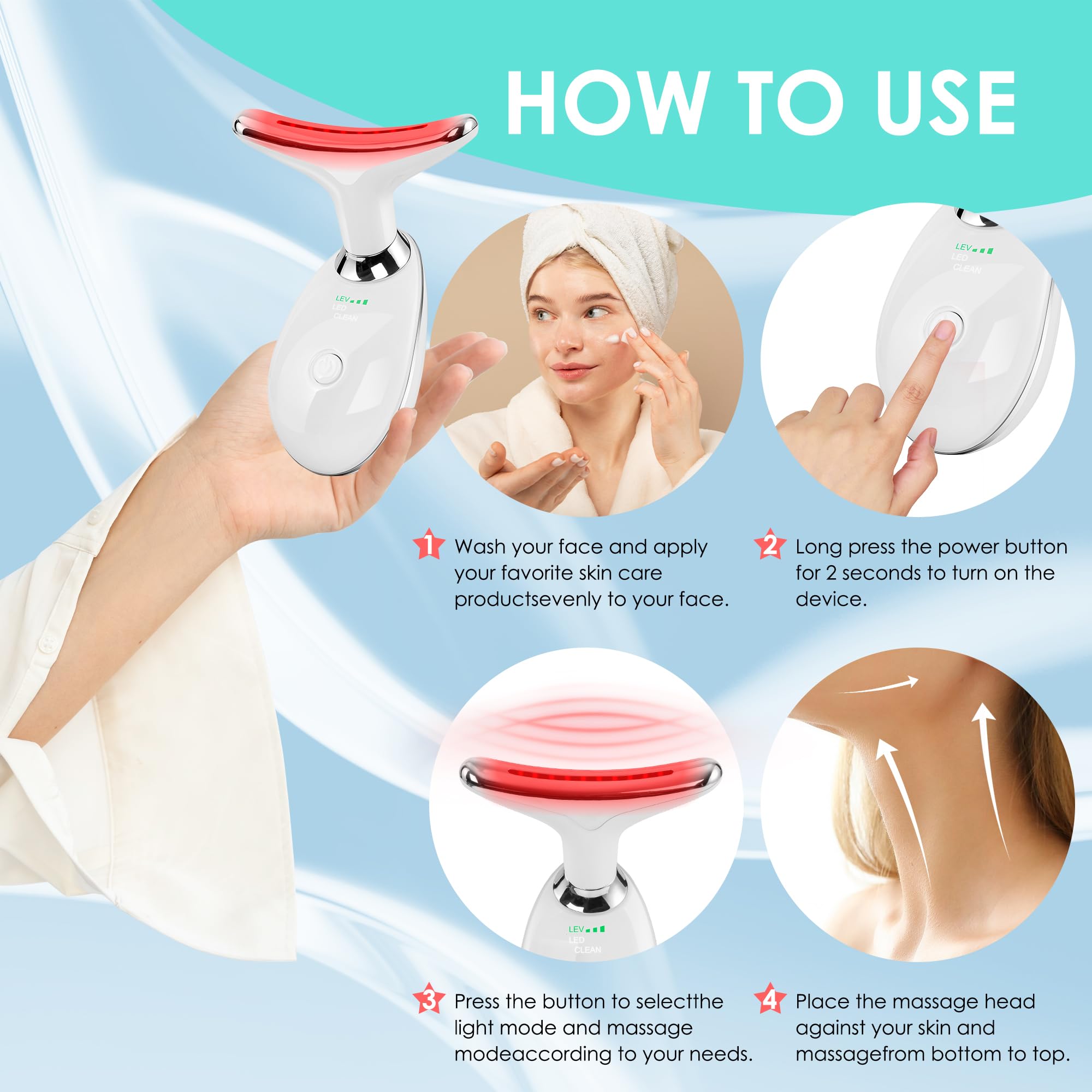Facial Massager Red-Light-Therapy-for-Face and Neck, Face ?? culpting Wand with 7 Color