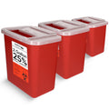 Oakridge Products Large Sharps Container for Home Use and Professional 2 Gallon (3-Pack) with Sliding Top, Biohazard Needle and 