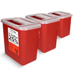Oakridge Products Large Sharps Container for Home Use and Professional 2 Gallon (3-Pack) with Sliding Top, Biohazard Needle and 