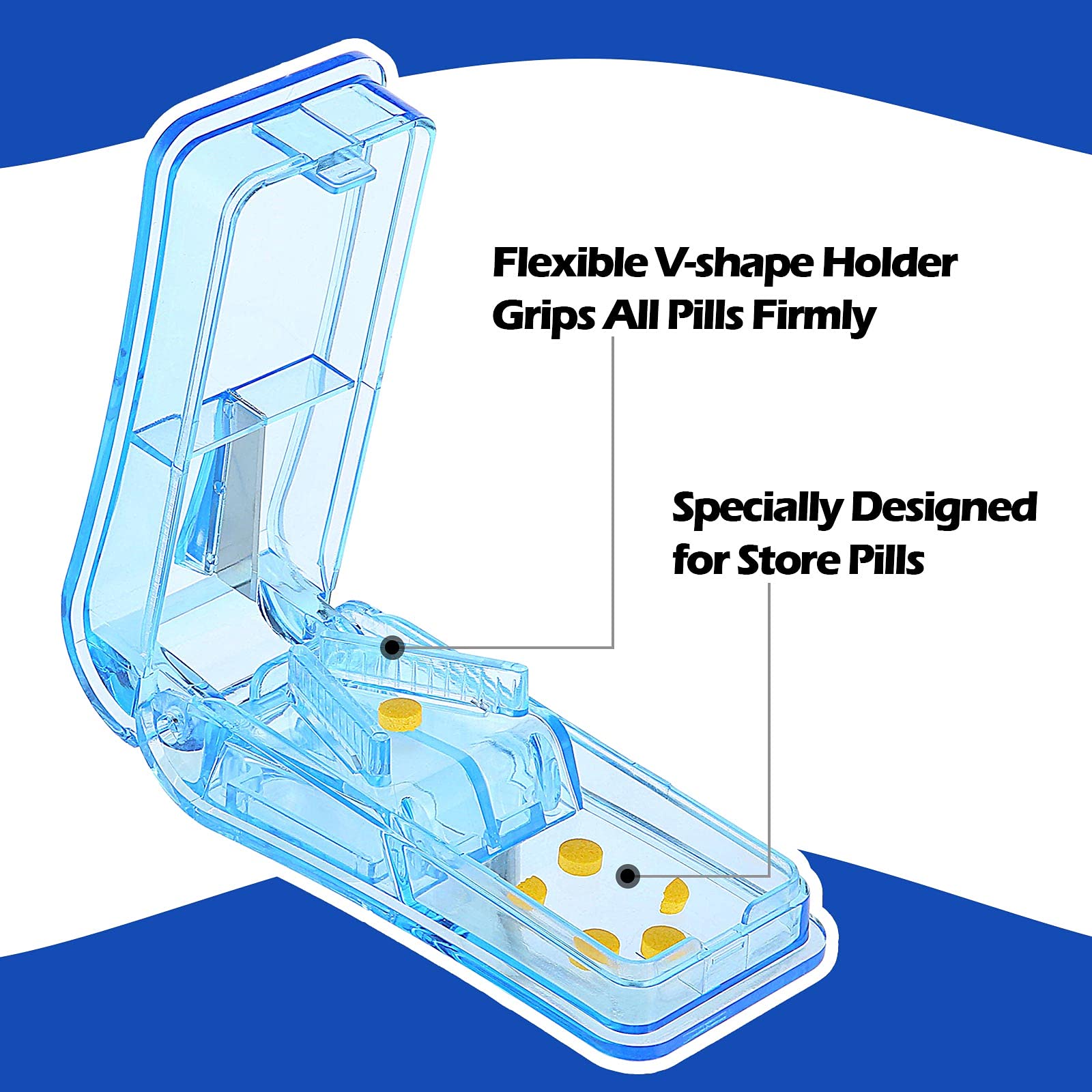 Nuanchu 18 Pieces Pill Cutter Portable Medicine Holder with Stainless Steel Blade Easy Cut for Cutting Pills Tablet in Half for