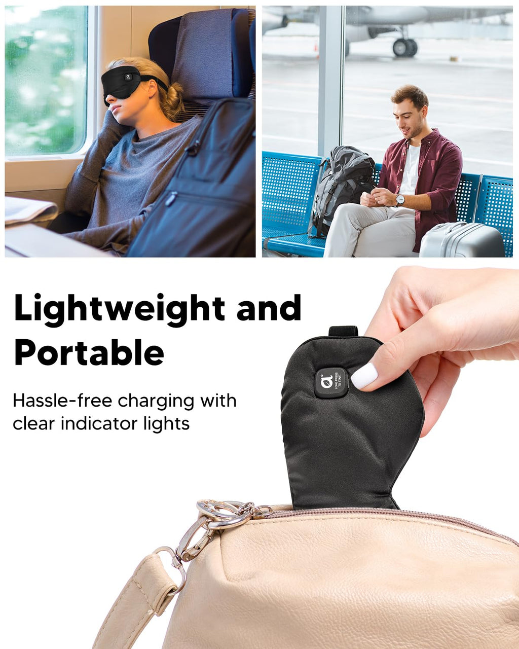 arboleaf Heated Eye Mask for Dry Eyes, FSA HSA Eligible, Cordless Rechargeable Warm Eye Compress, Temperature Control, Light Blo