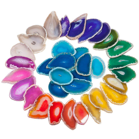 rockcloud 10 Pcs Agate Light Table Slices, Healing Crystals Geode Stones,Irregular Home Decoration Jewelry Making,Multi Color