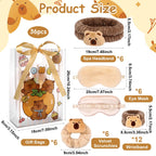 30 Pcs Capybara Spa Sleepover Party Supplies for Girls 6 Capybara Makeup Headband 6 Velvet Scrunchies 6 Soft Wristband 6 Brown P