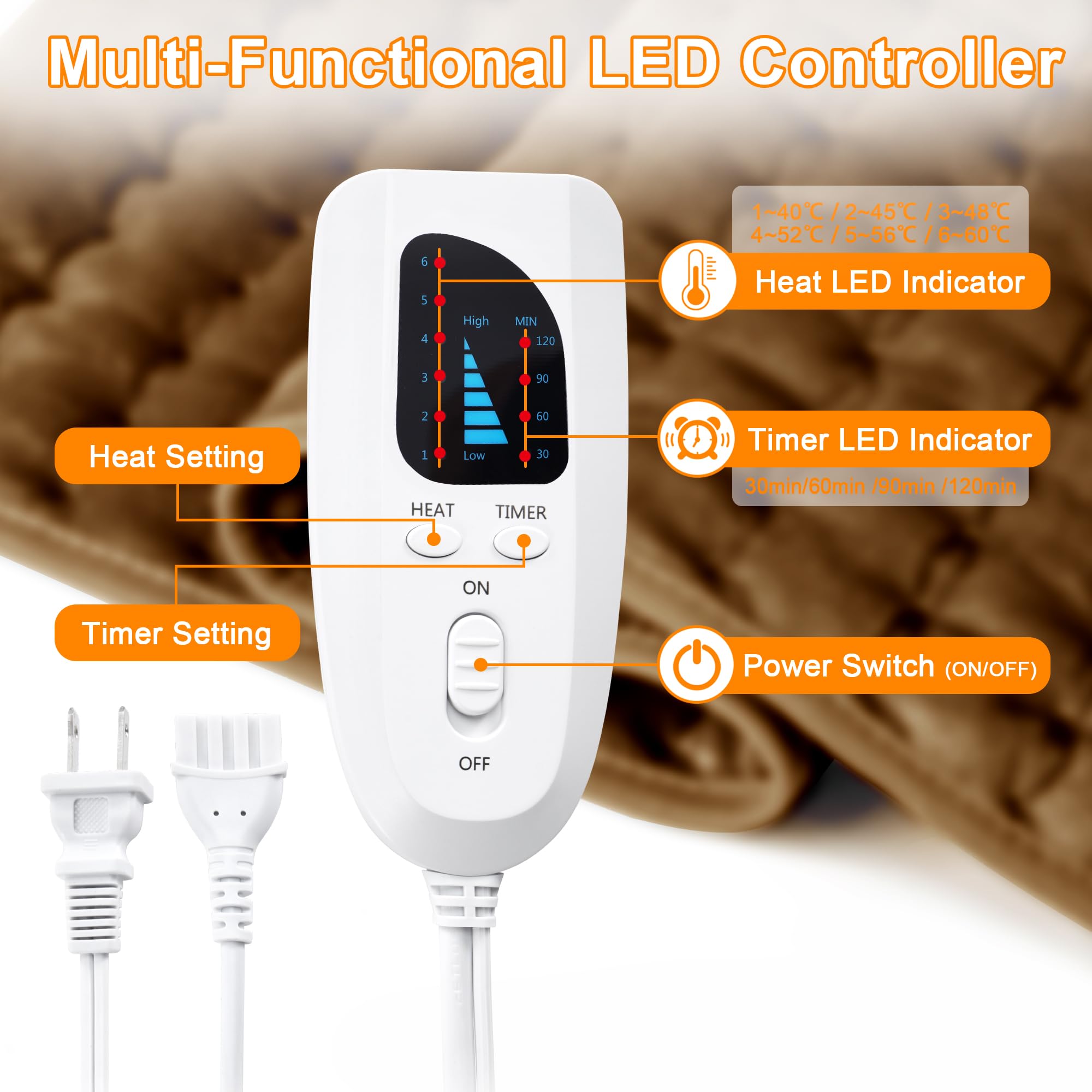 Heating Pad-Electric Heating Pads for Back,Neck,Abdomen,Moist Heated Pad for Shoulder,Knee,Hot Pad for Arms and Legs,Dry&Moist H