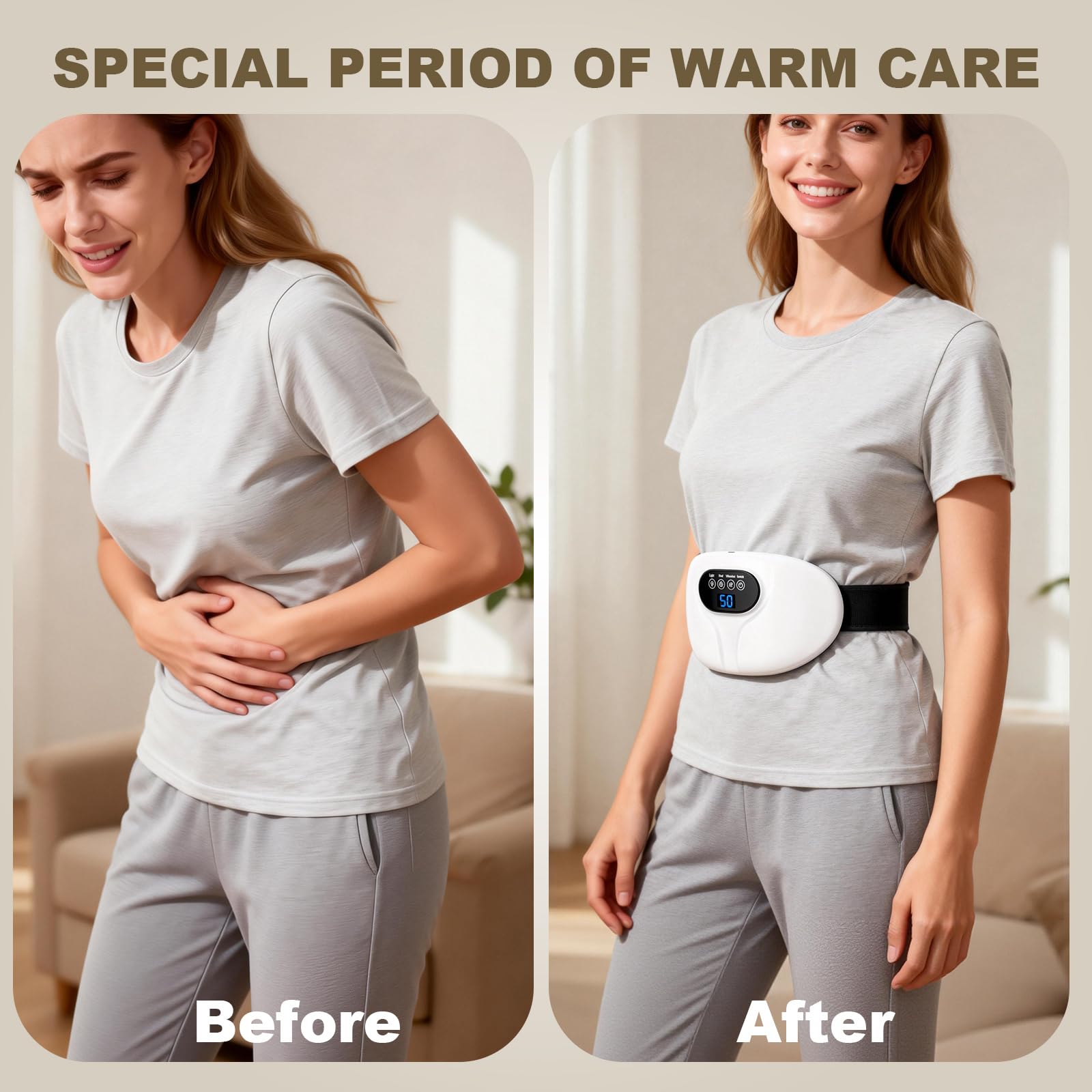 3-in-1 Electric Abdominal Massager with Heating Pad, Stomach Massage for Digestion Support, Hot Stone Heating Pad with Vibration
