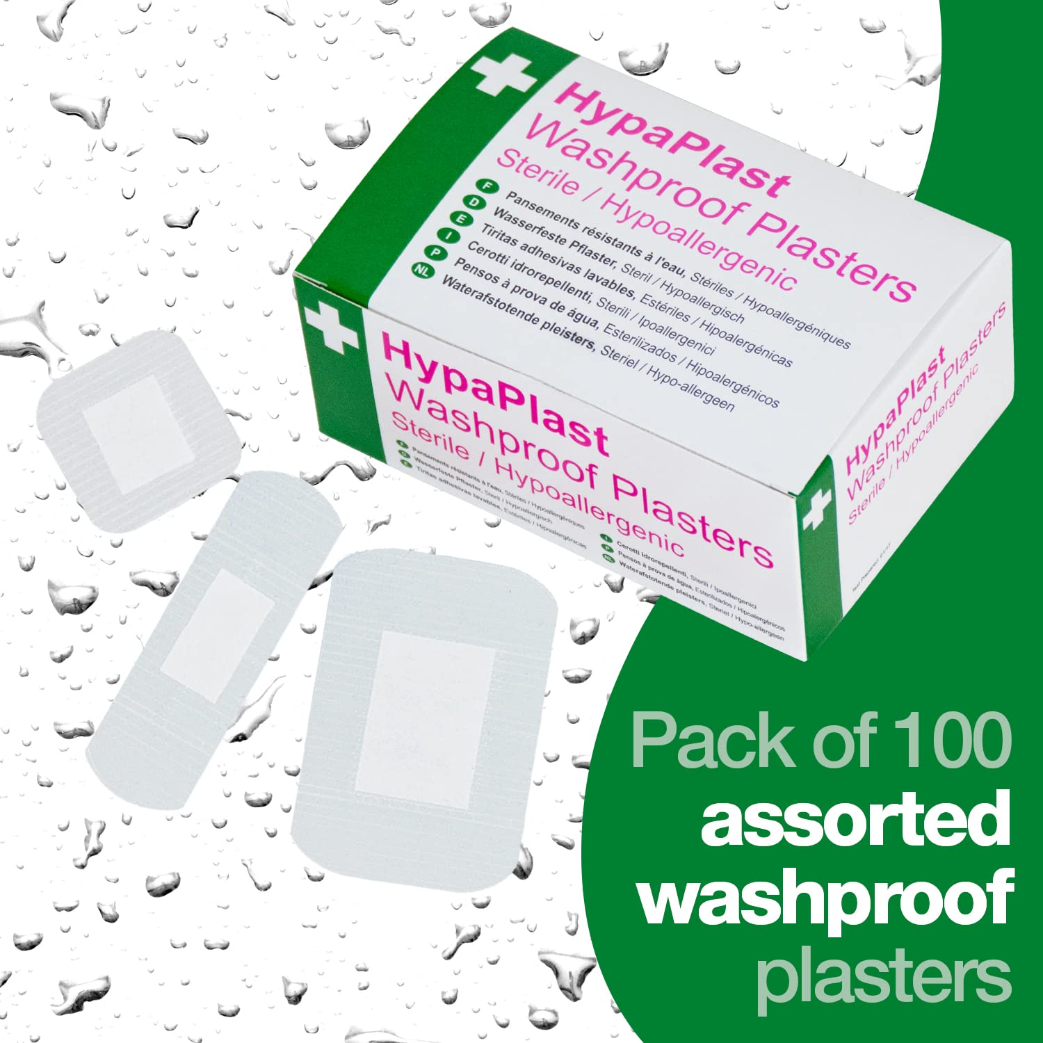 Safety First Aid Group HypaPlast Clear Washproof Assorted (Pack of 100)