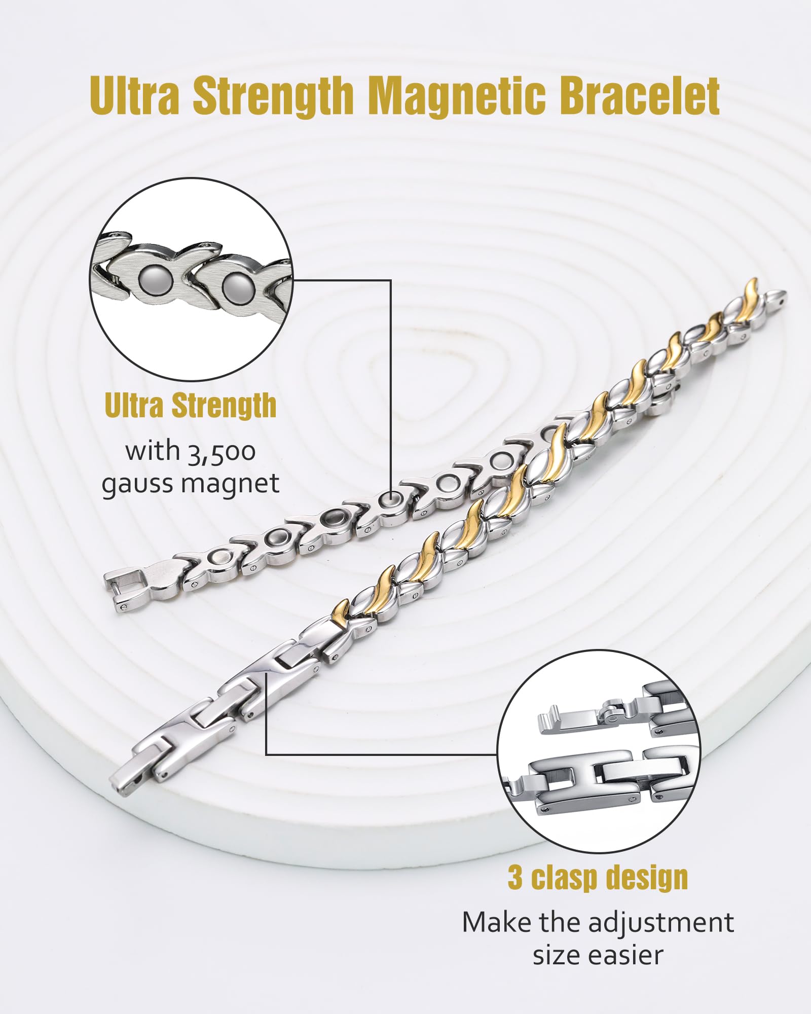 Jecanori Magnetic Bracelets for Women, Ultra Strength 3500 Gauss Magnet Bracelet, Mermaid Titanium Steel Bracelets Jewelry Gifts