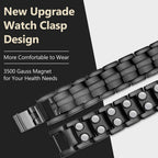 Feraco Magnetic Bracelet for Men Titanium Steel Magnetic Bracelet for Men with Double Row Magnets Adjustable (Black)