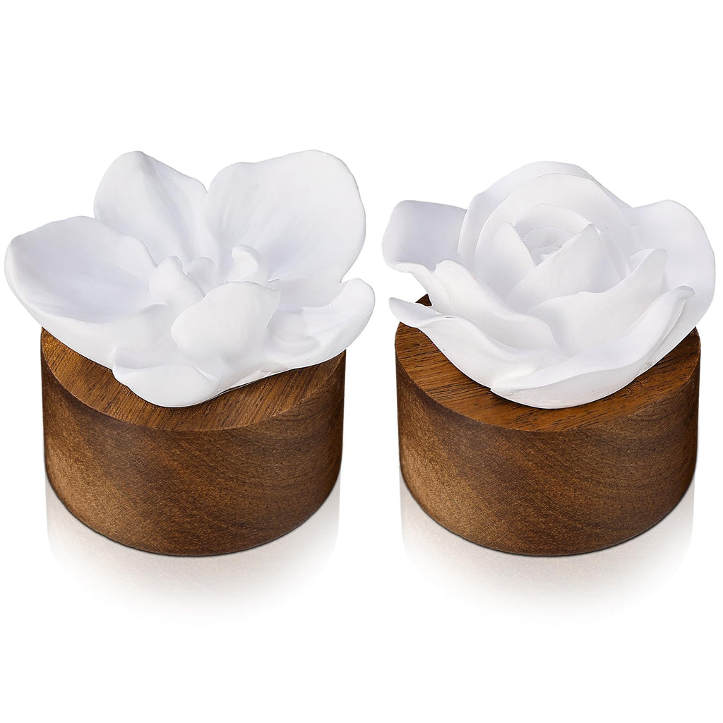 Acellegic 2 Pcs Flower Diffusers Phalaenopsis Rose Flower Ceramic Aromatherapy Essential Oil Passive Diffusers Non Electric Batt
