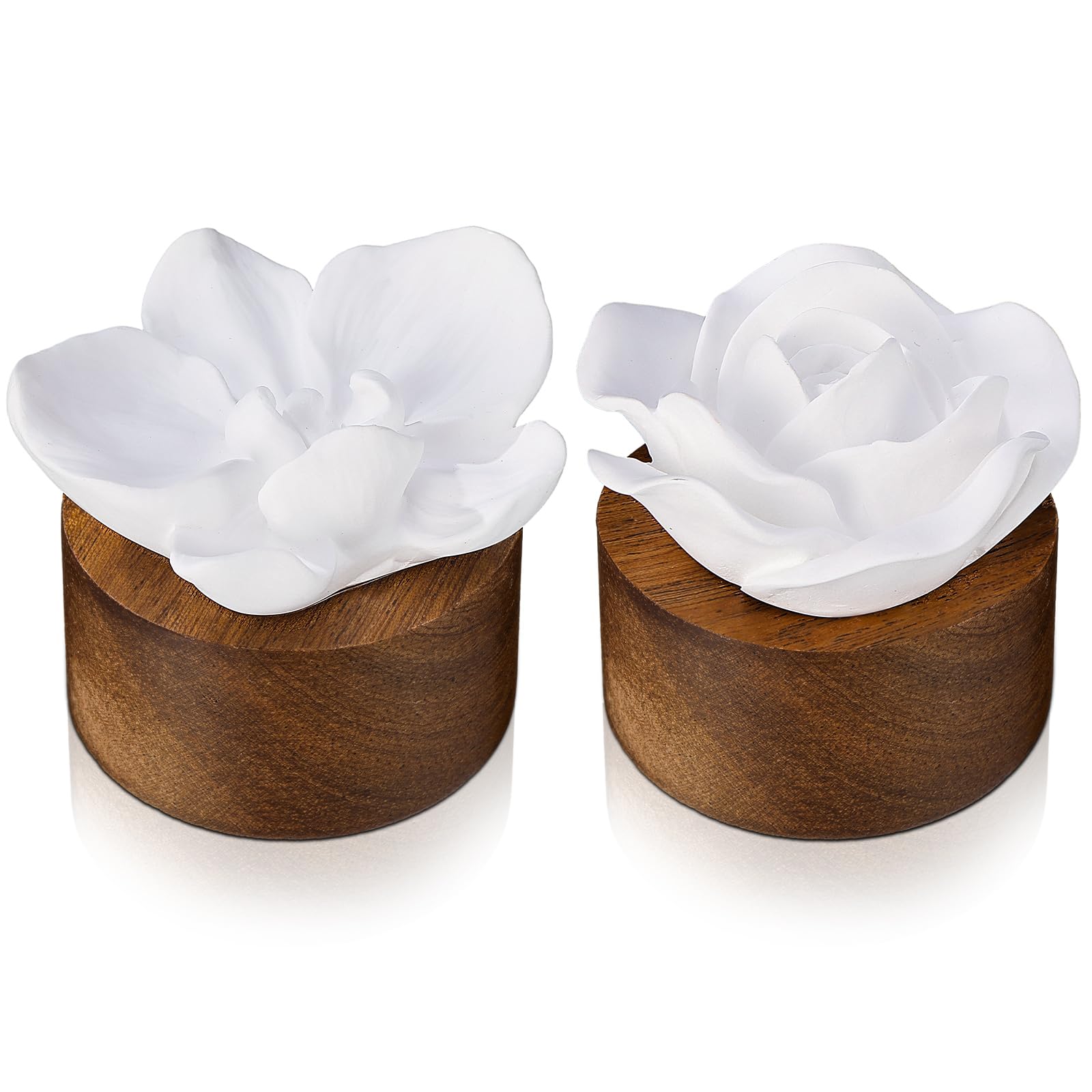 Acellegic 2 Pcs Flower Diffusers Phalaenopsis Rose Flower Ceramic Aromatherapy Essential Oil Passive Diffusers Non Electric Batt