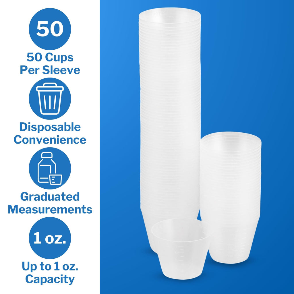 CareStock Disposable Medicine Cups [500 Count - 1 oz.] - Graduated Plastic Measuring Cups for Liquid & Dry Medication, Pills, Re