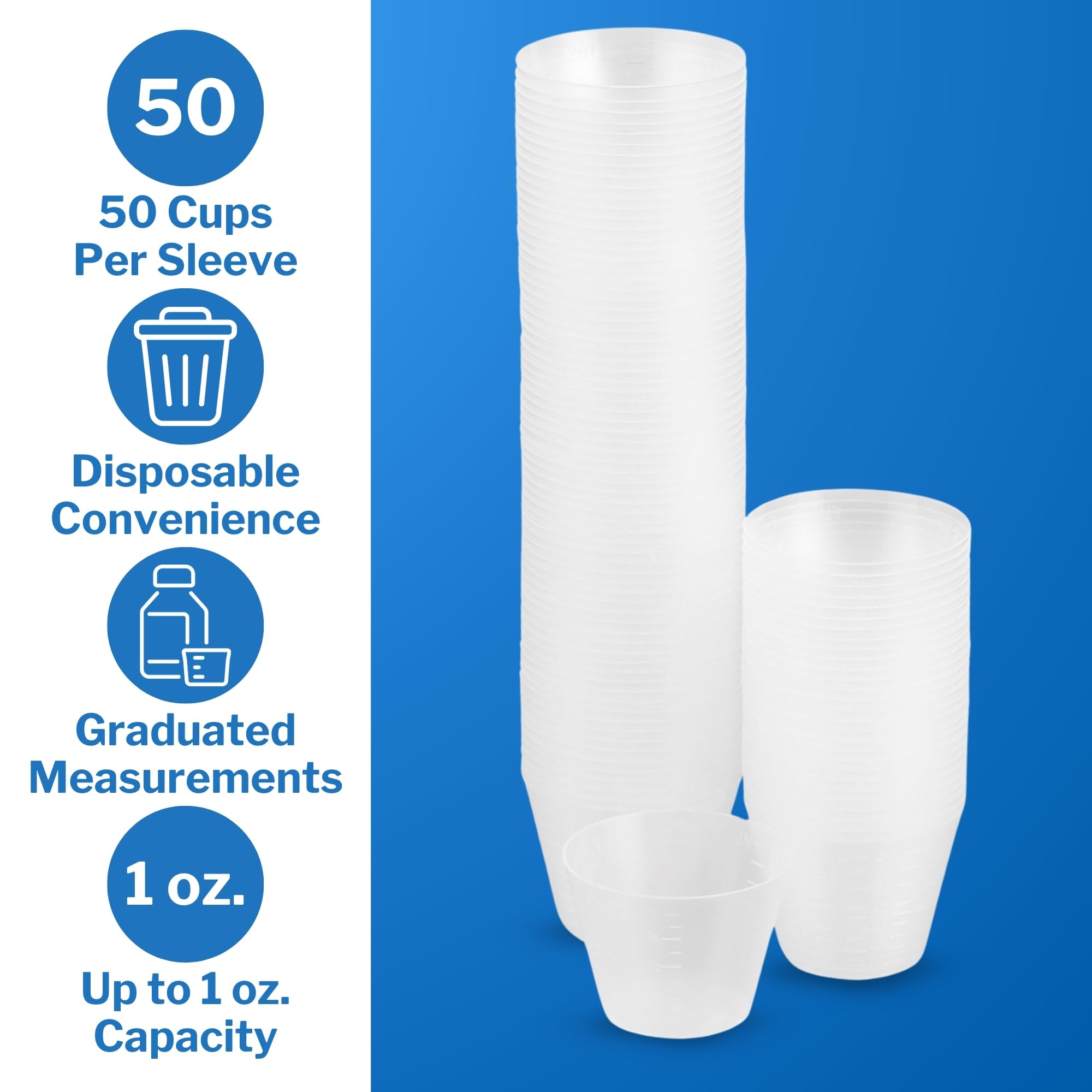 CareStock Disposable Medicine Cups [300 Count - 1 oz.] - Graduated Plastic Measuring Cups for Liquid & Dry Medication, Pills, Re