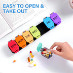 Extra Large Weekly Pill Organizer - Waterproof 7-Day Pill Box, Portable Vitamin & Supplement Case, Easy to Open Design, Ideal fo