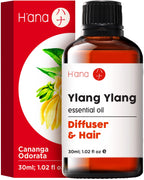 Hana Ylang-Ylang Essential Oil - 100% Pure and Natural Ylang Ylang Essential Oil for Hair, Diffuser, Skin and Aromatherapy (1 F