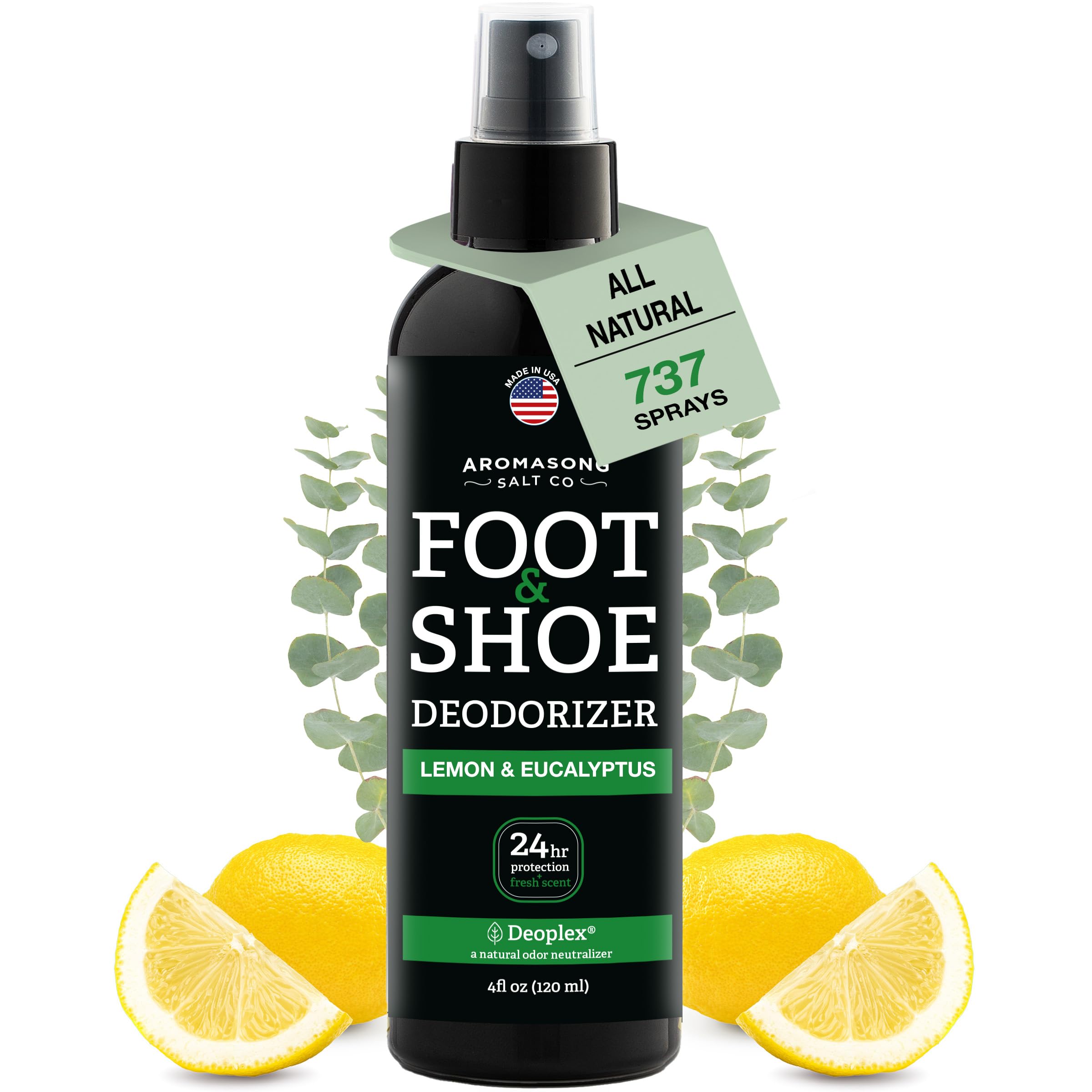 Aromasong Natural Shoe Deodorizer and Foot Spray - 24-Hour Freshness Foot Odor Eliminator for Feet - Extra Strength Fresher for 