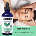 PURA DOR Organic Spearmint Essential Oil (4oz with Glass Dropper) USDA Certified 100% Pure & Natural Therapeutic Grade Diffuser