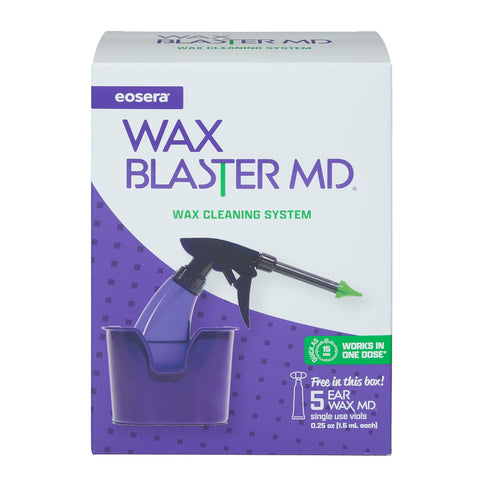 eosera Wax Blaster MD- Wax Cleaning System 5-ct Single Use VIals | Gentle Ear Irrigation for Routine Cleaning | Clinically Prove