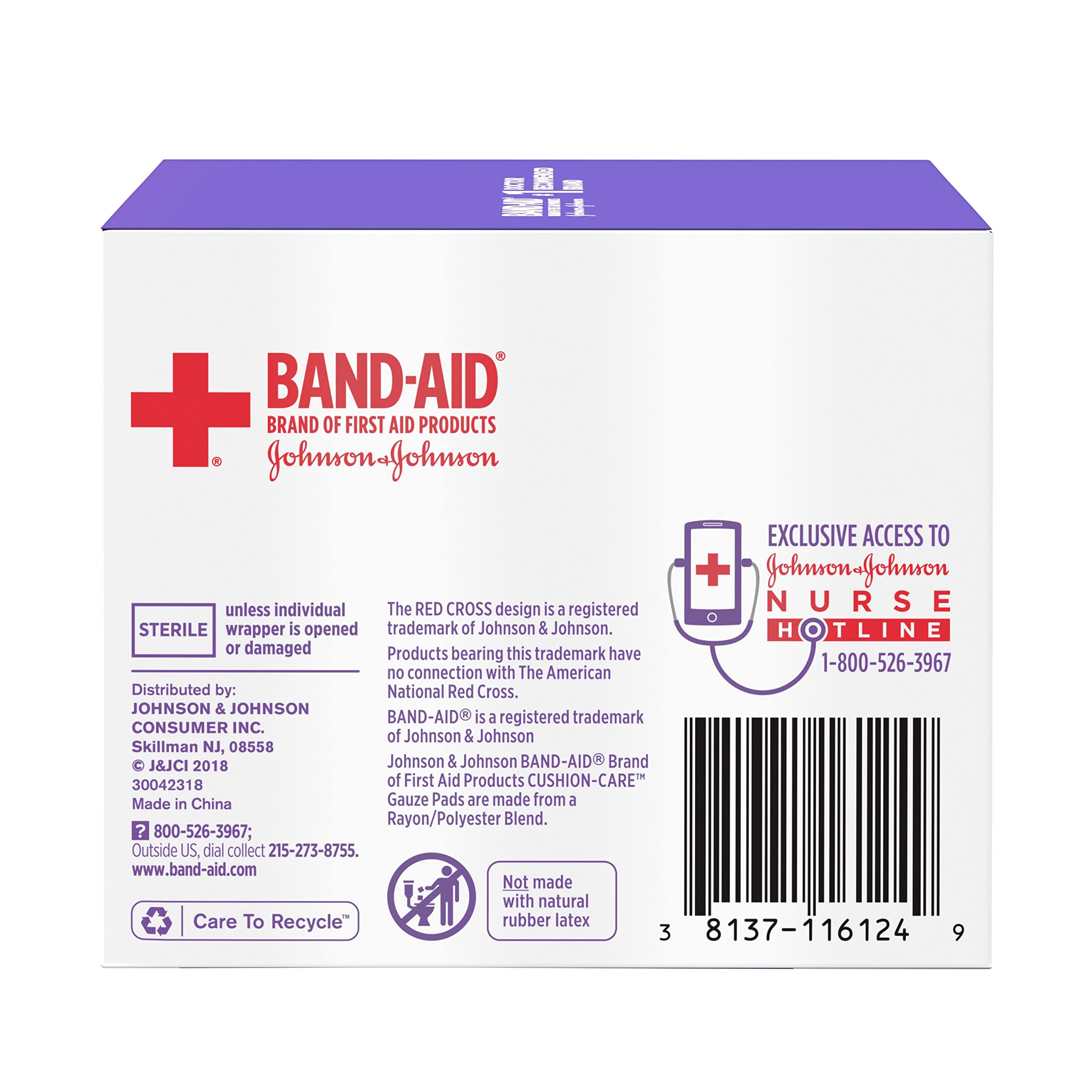 BAND-AID First Aid Gauze Pads, 2 in x 2 in, 25 ea