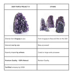 DEEP PURPLE PROJECT Amethyst Crystal Geode Spiritual Healing Rocks Cluster Quartz Stone (250 grams or less, Amethyst Purple)