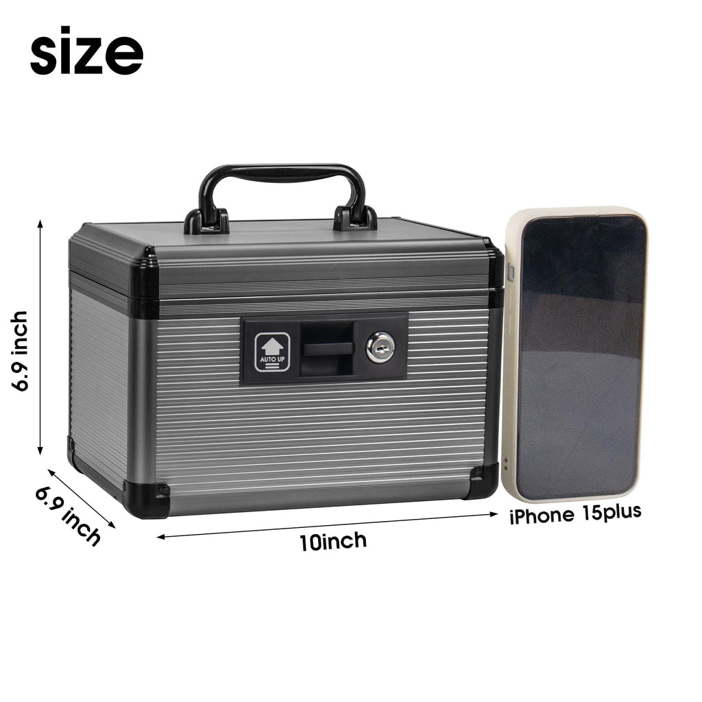 Lockbako Medicine Lock Box with Key, Alluminum Alloy Box for Medication,First aid kit with a Removeable Tray to Store Medicines