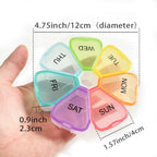 7 Day Pill Case for Medication, Vitamins, Fish Oils, Supplements, Travel Pill Box (Black)