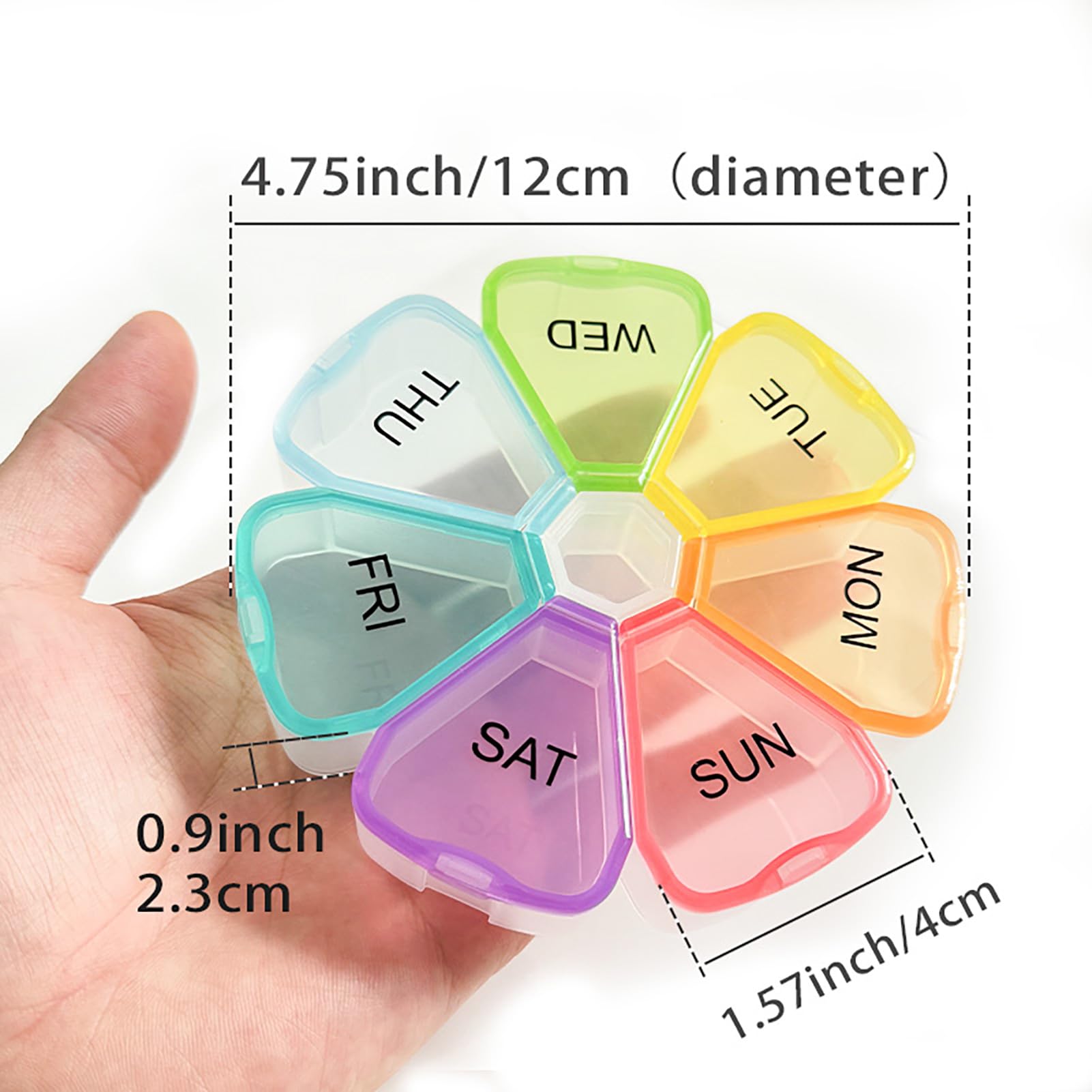 7 Day Pill Case for Medication, Vitamins, Fish Oils, Supplements, Travel Pill Box (Black)
