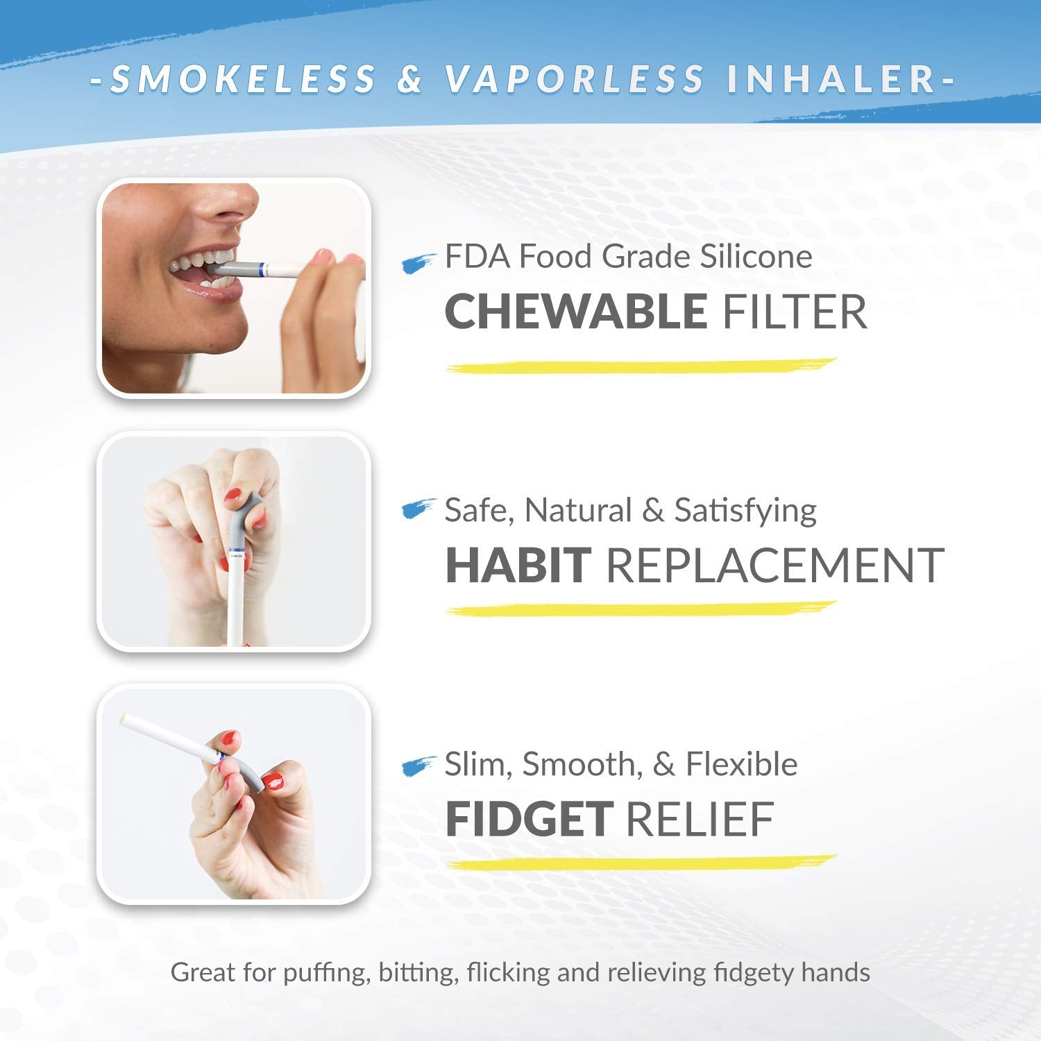 Stop Smoking Remedy, Smoke-Free Oxygen Inhaler, Chewable Mouth Grip to Help Curb Cravings, Quit Smoking Support, Satisfying Fidg