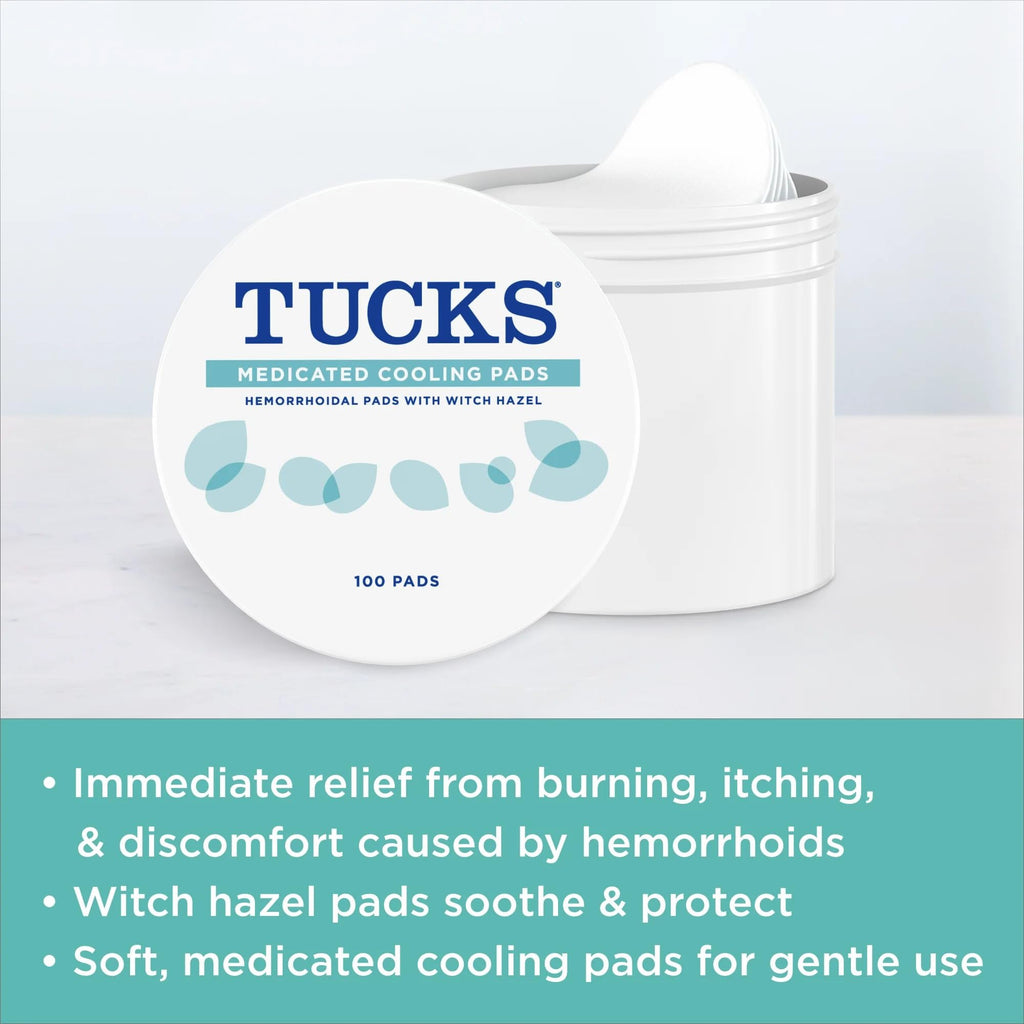 TUCKS Medicated Cooling Pads, 200 Count - Witch Hazel Pads for Sensitive Areas, Cleanse and Protect from Irritation