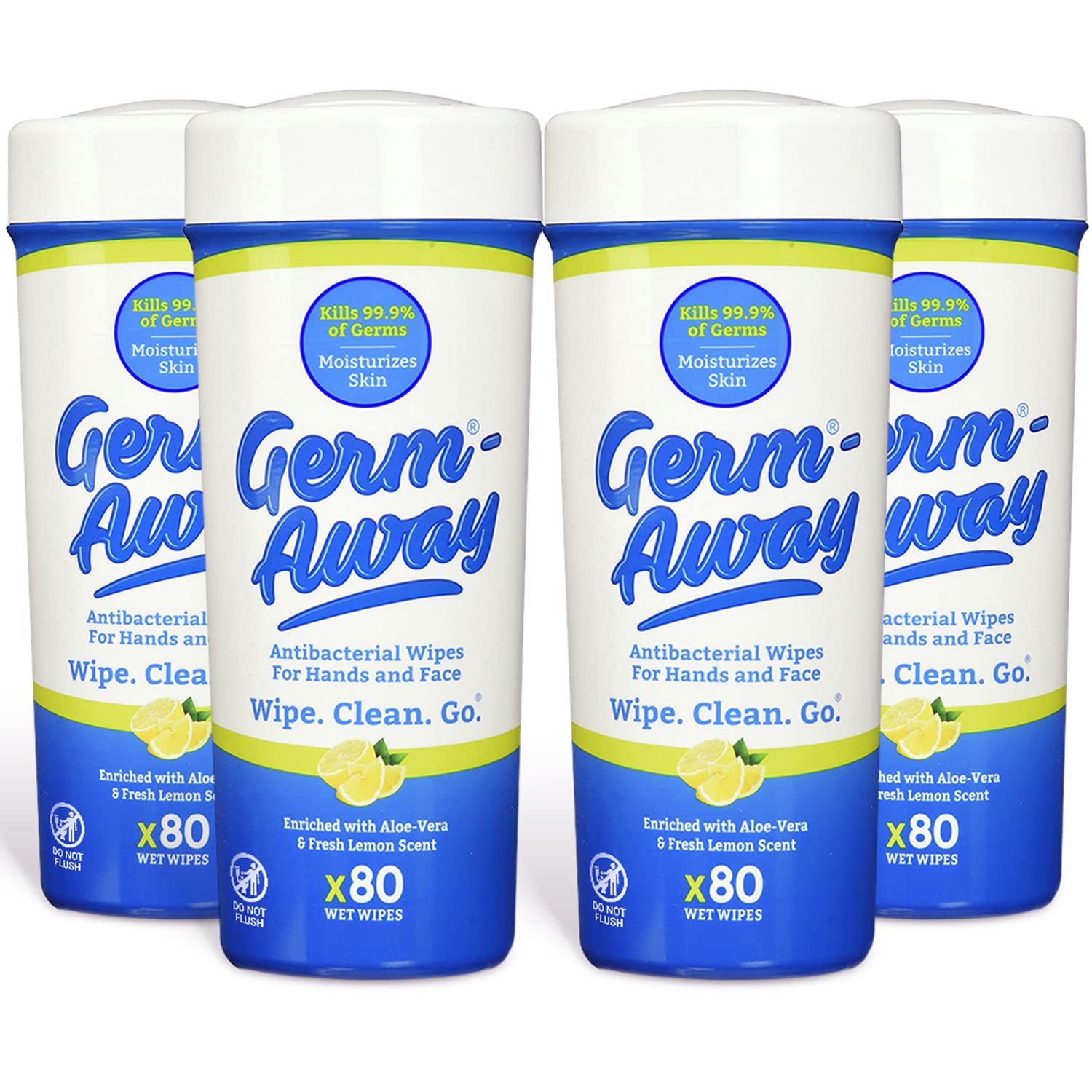 Germ-Away Antibacterial Wipes for Hands and Face, Kills 99.9% Germ-Away Hand Antibacterial Wipes - Hand Sanitizer Wipes for Kids