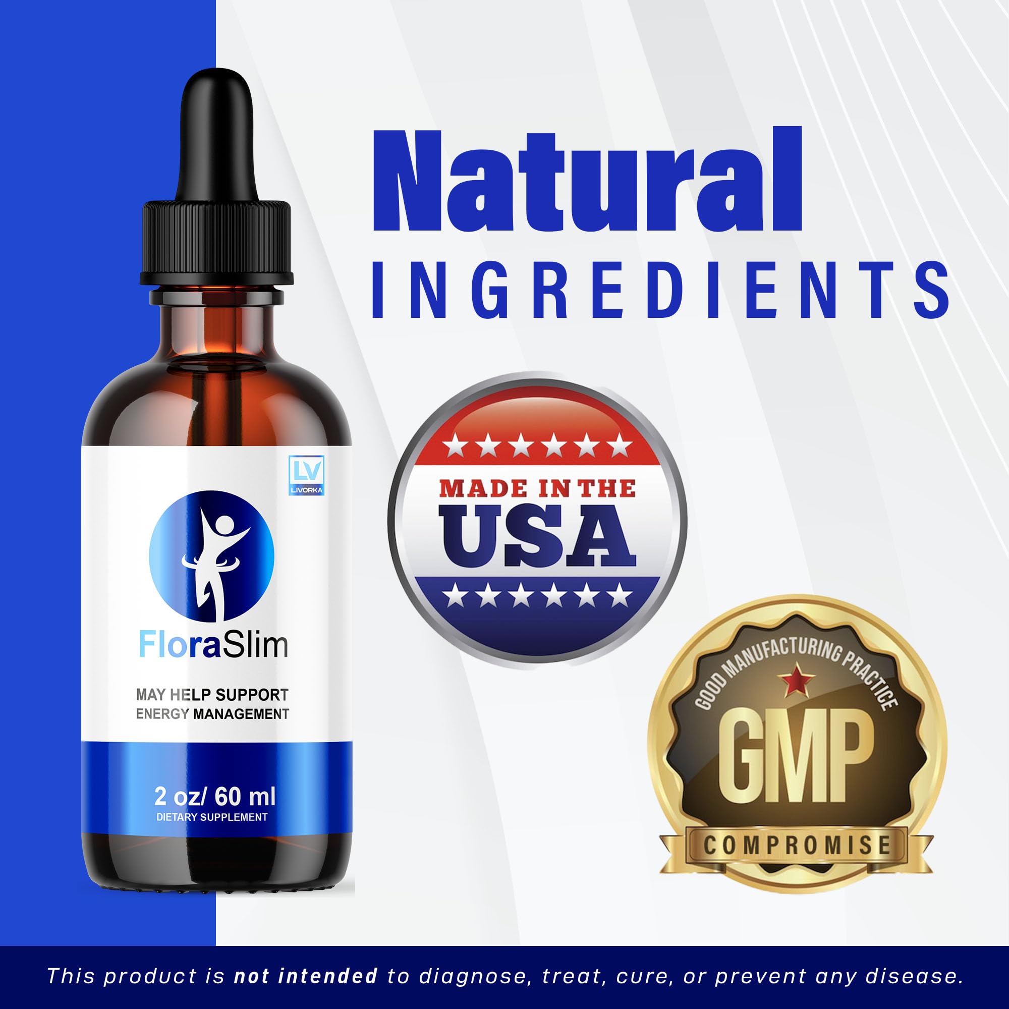 LIVORKA FloraSlim Advanced Formula Liquid Drops, All Natural, Pack of 5 Bottles for 150 Days