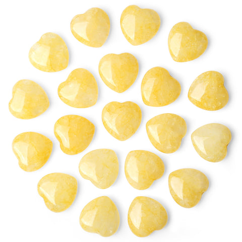 NUKAYAI 20PCS Citrine Heart Healing Crystals Set Stones Love Shaped Polished Crystal Cute Pocket Thumb Reiki Wholesale Set Gifts