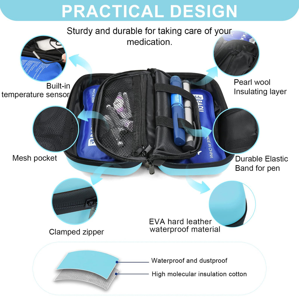 Gosemai TSA Approved Insulin Cooler Travel Case Medication Cooler for Travel with Thermometer Temperature Display Diabetic Medic