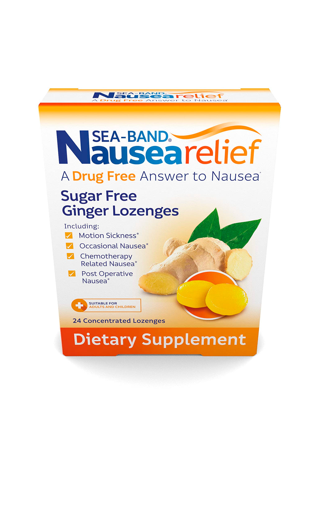 Sea-Band Ginger Lozenges, Drug and Sugar Free, for Motion Sickness and Nausea Relief*