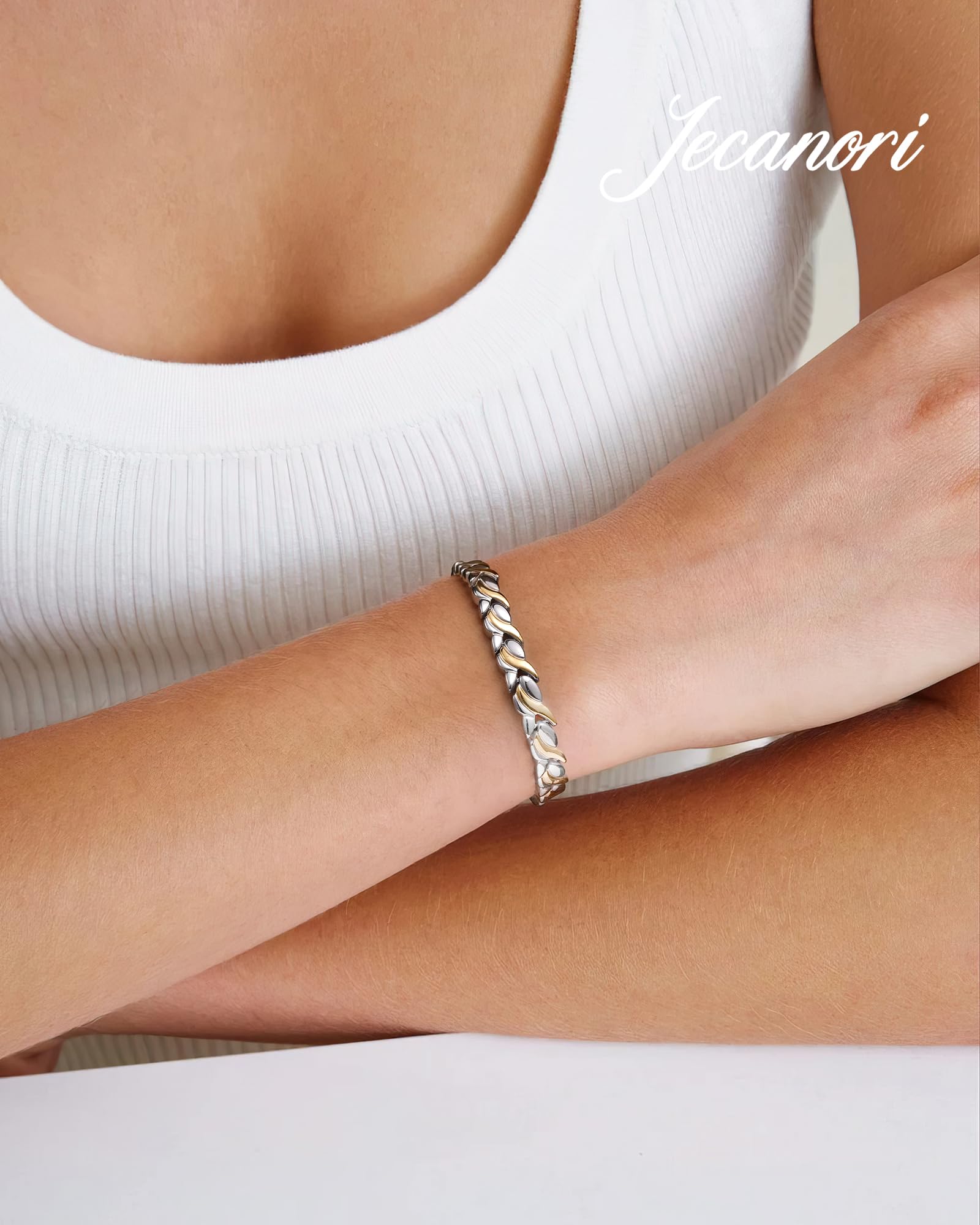 Jecanori Magnetic Bracelets for Women, Ultra Strength 3500 Gauss Magnet Bracelet, Mermaid Titanium Steel Bracelets Jewelry Gifts