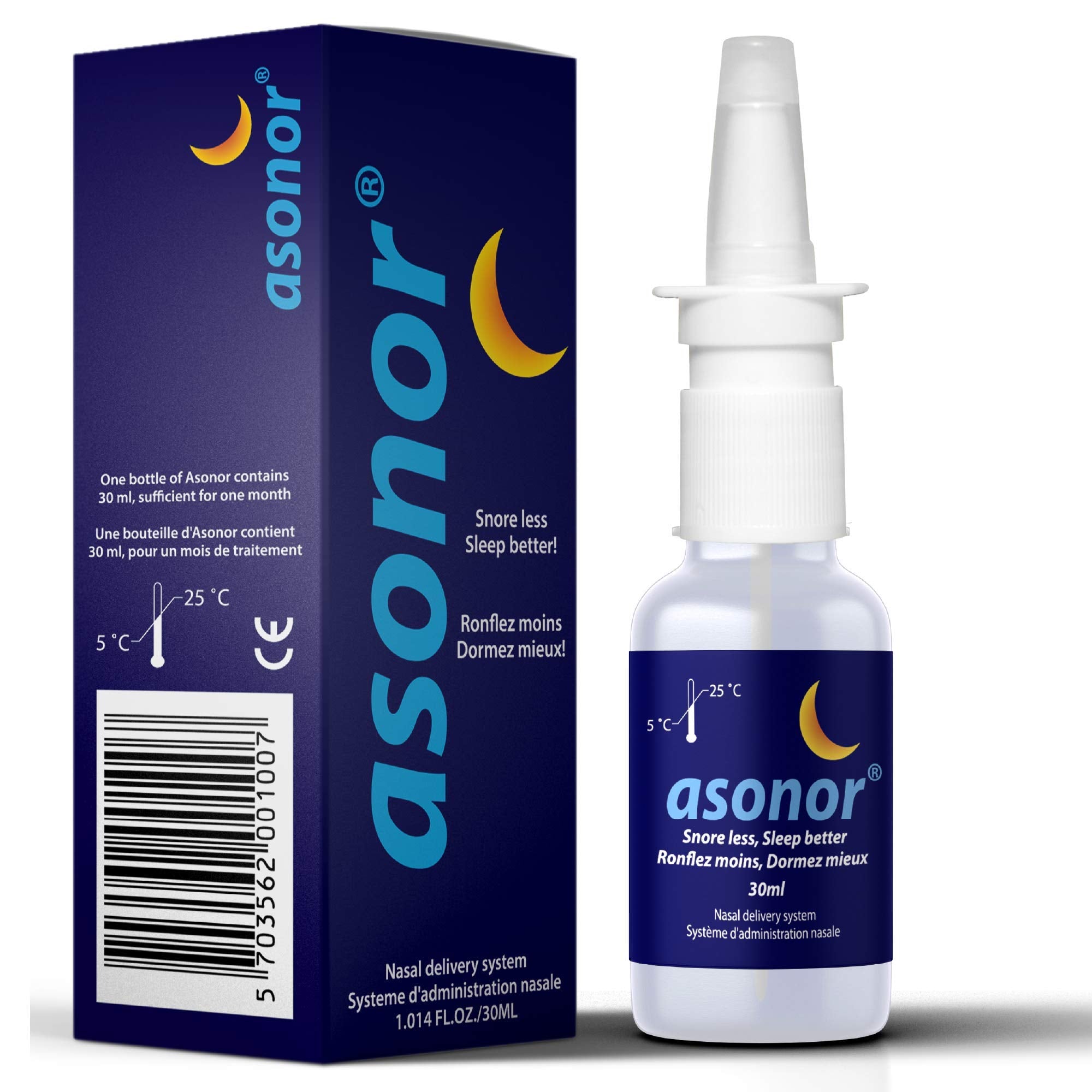 Asonor Snoring Nasal Spray - Fast Snore Stopper Drops for Better Sleep, Natural Breathing Relief - Helps Open The Throat & Air P