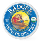 Badger Aromatic Chest Rub, 100% Organic Vaporub w/Eucalyptus & Lavender Essential Oils to Clear & Soothe, All-Natural Chest Cong