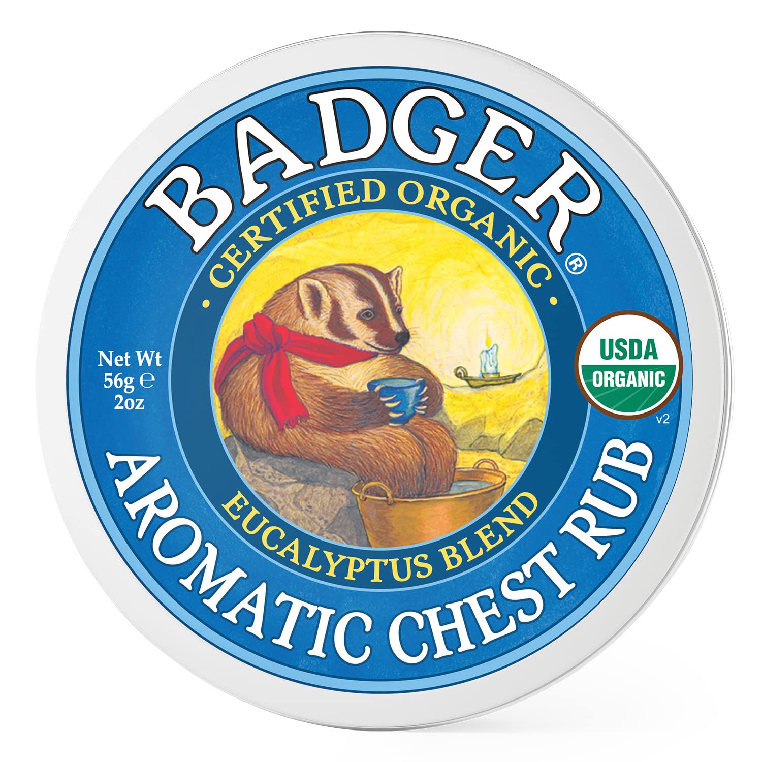 Badger Aromatic Chest Rub, 100% Organic Vaporub w/Eucalyptus & Lavender Essential Oils to Clear & Soothe, All-Natural Chest Cong