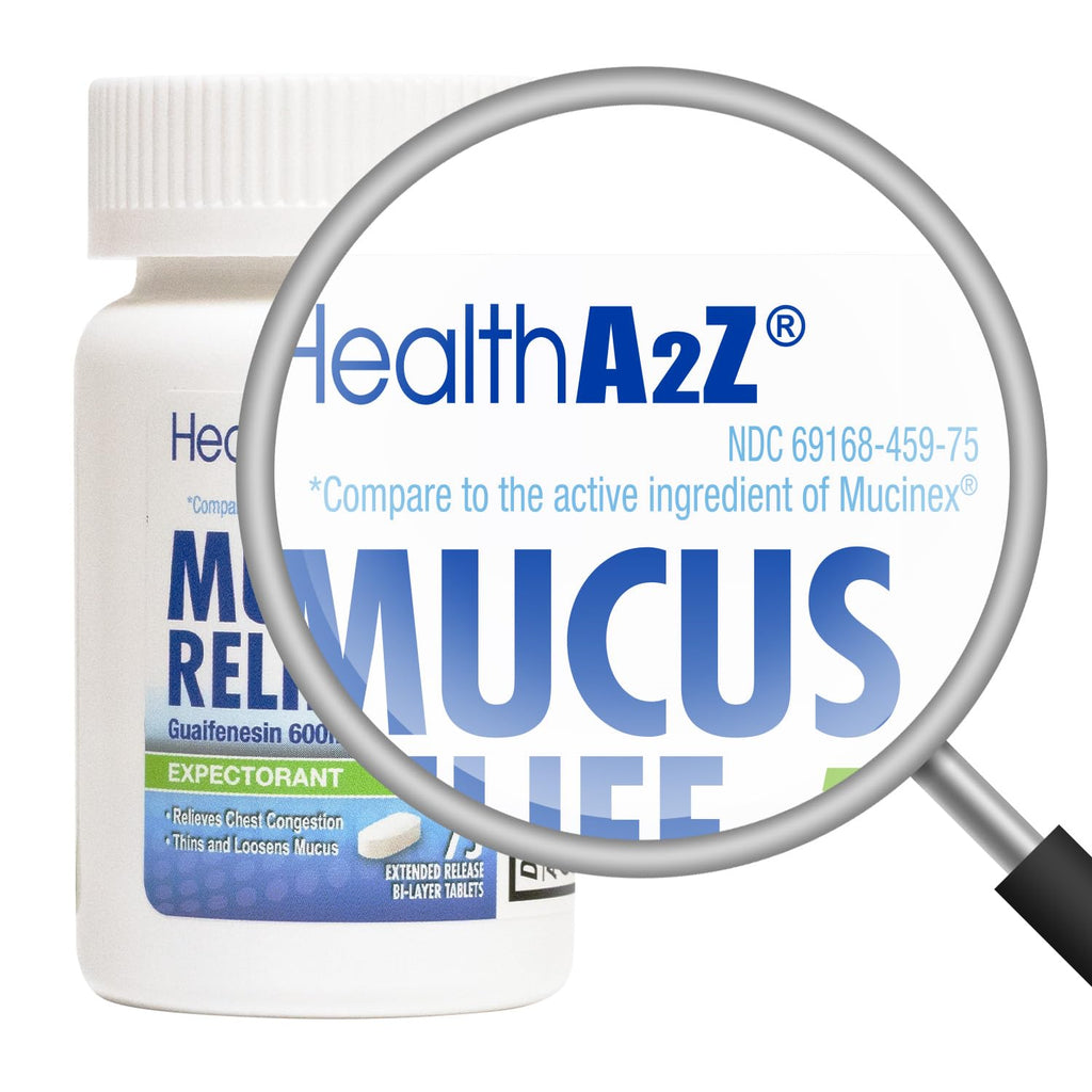 HealthA2Z Mucus Relief | Guaifenesin 600 mg | 12 Hour | No Benzene | Expectorant | Relieves Chest Congestion | Thins and Loosens