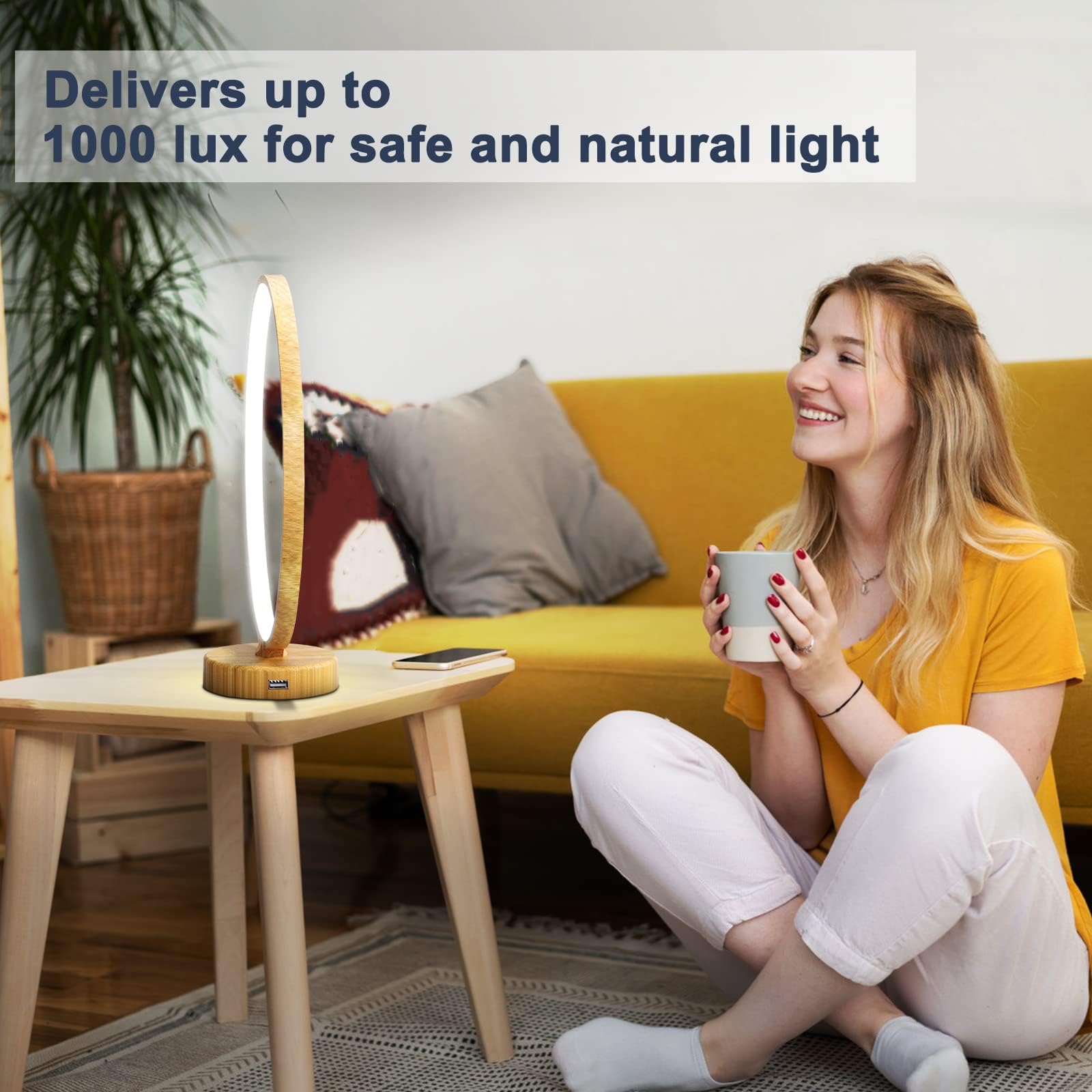 Doraubia 2 in 1 Light Therapy & Desk Lamp - 10000 Lux Sun Lamp with Dual Controls, 4 Timer, Dimmable, 3 Color Temperatures