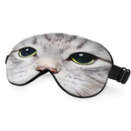 NOHSHE Cat Silk Eye Mask Sleep Mask Cute Funny Kitten Big Green Eyes Animal Pet Eye Mask with Adjustable Strap Lightweight for W