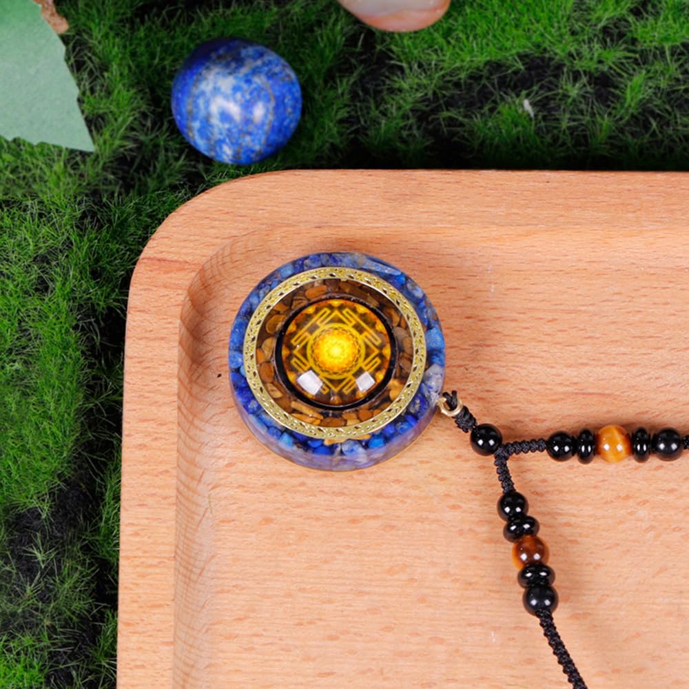 Day Day Up Lapis Lazuli Orgone Pendants Tiger Eye Necklace With Rotating Pendant - Energy Anxiety Gemstone For Protection And He