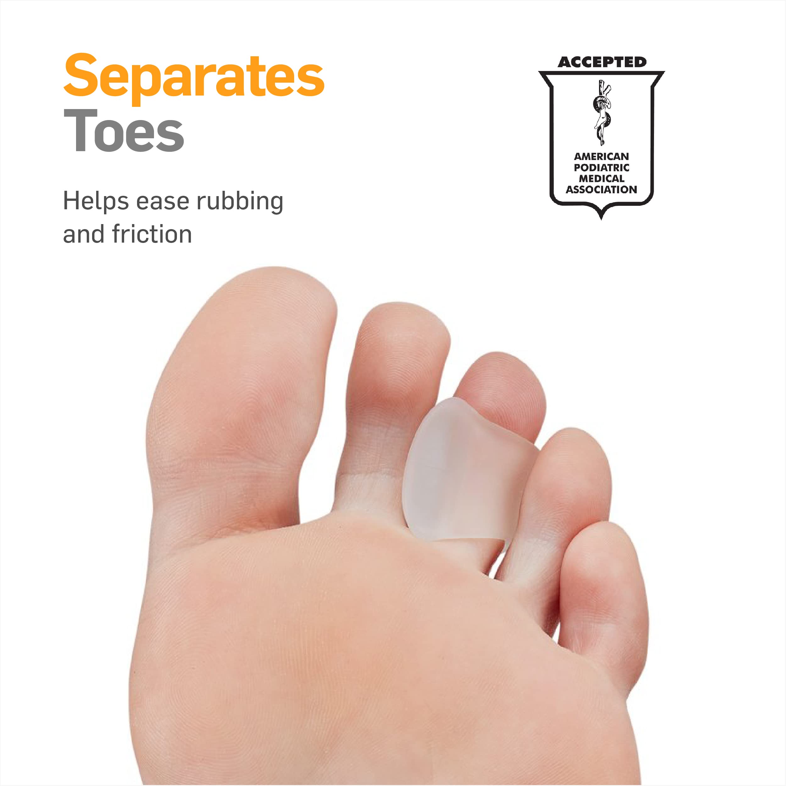 NatraCure Advanced Gel Toe Separator (w/Toe Loop) - Spacer, Corrector, Straightener to Cushion and Align Bent, Crooked, Overlapp
