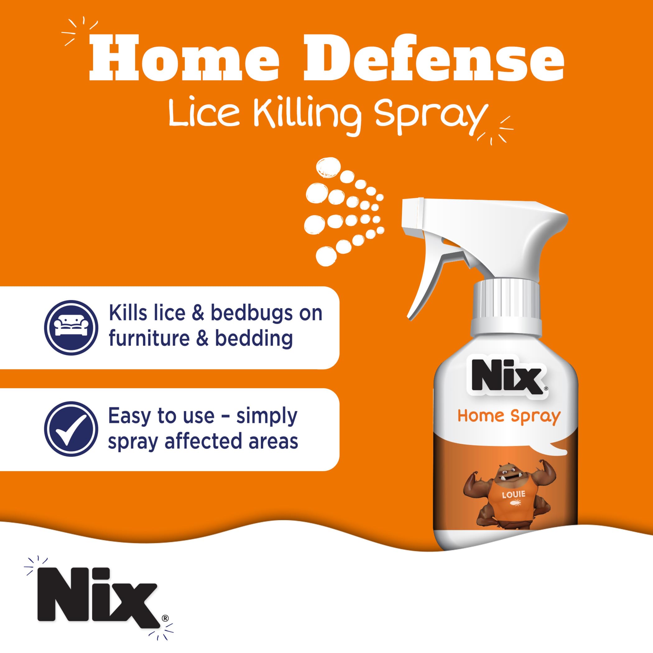Nix Lice Removal Kit - Lice Treatment Hair Solution and Comb, Home Defense Bedbug and Lice Killing Spray (Pack of 2) (Packaging
