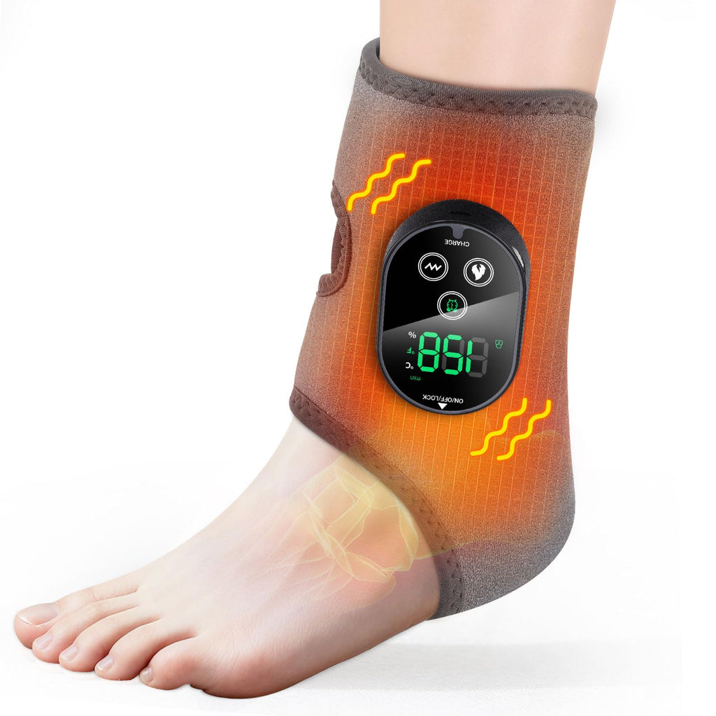 AFDEAL Foot and Ankle Massager, Cordless Ankle Heating Pad with Massage, Foot Massager Heated Ankle Brace Wrap, 6 Heat Levels an