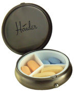 Classy Brass Pill Box - Decorative Pill Case with Gift Box - Carry Your Meds in Style (Round)