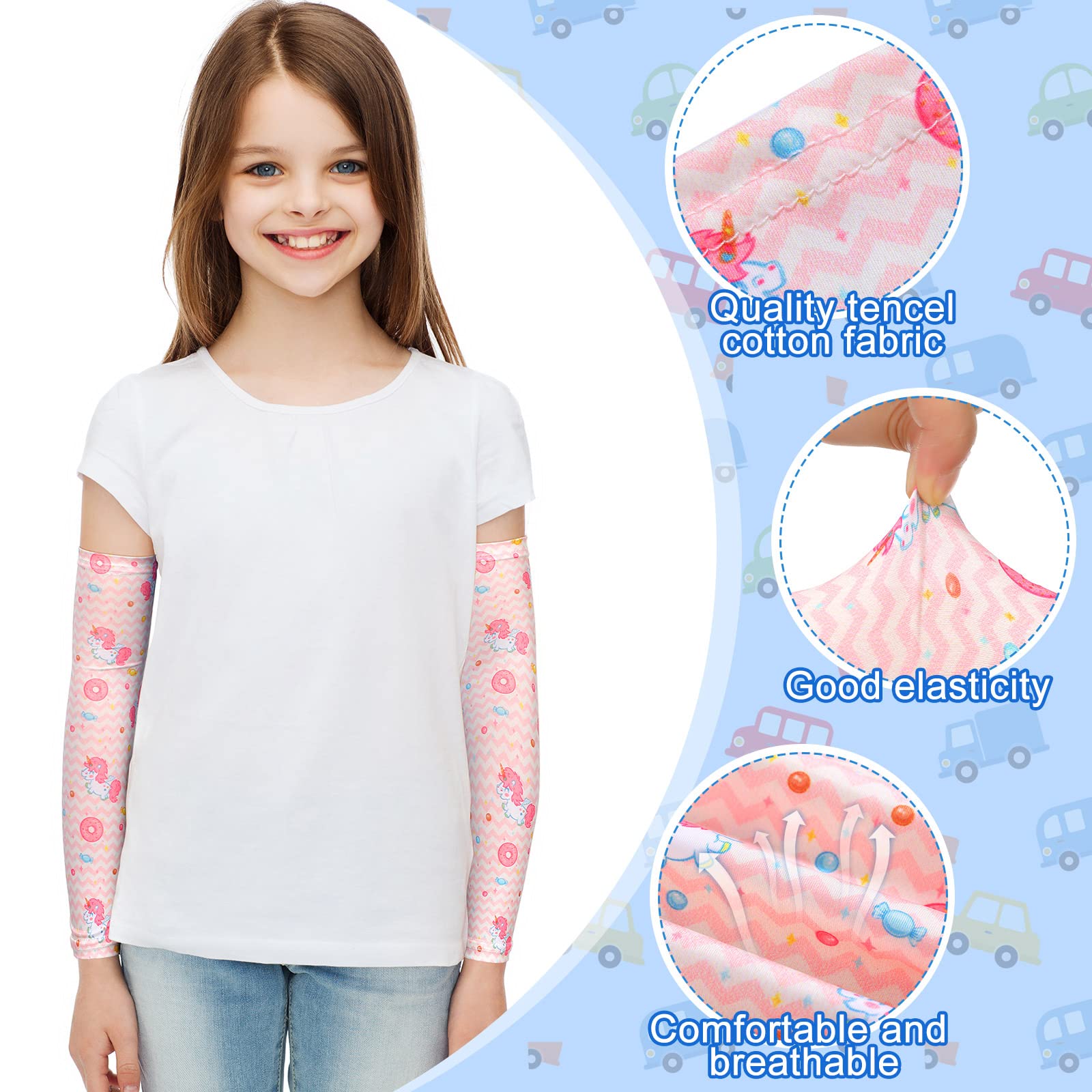 Bonuci 12 Pairs Elastic Eczema Sleeves for Kids Arm or Leg Kids Toddler Scratch Arm Sleeves Eczema Wet Wraps Soft UV Protection