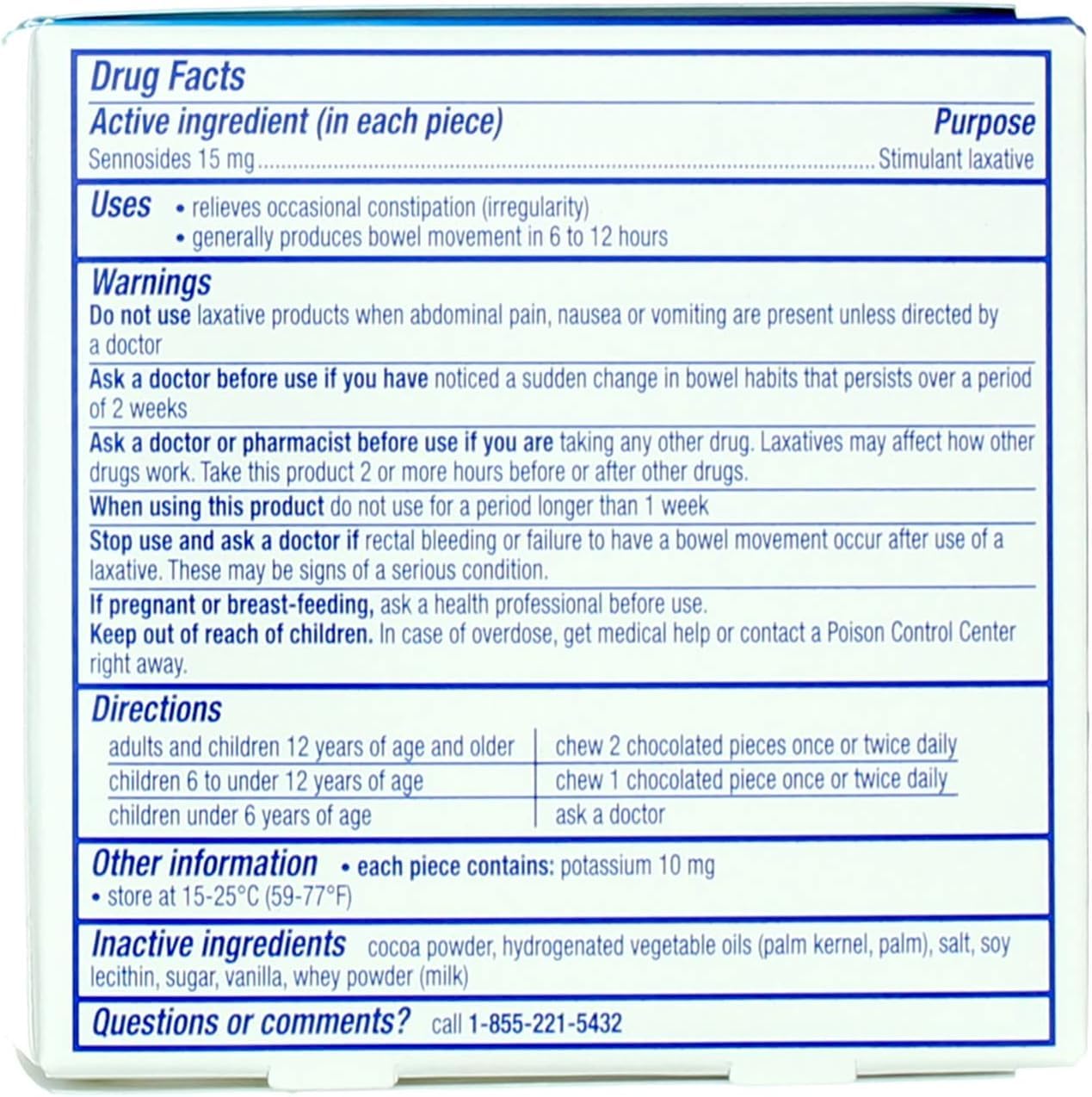 Ex-Lax Regular Strength Stimulant Laxative, Sennosides 15 mg, Chocolated Laxative for Gentle Overnight Relief, 24 Pieces (Pack o